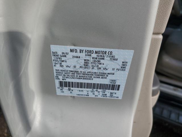 1FMCU93168KB66903 - 2008 FORD ESCAPE XLT ბეჟი ფოტო 12