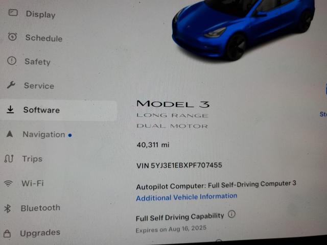 5YJ3E1EBXPF707455 - 2023 TESLA MODEL 3 Կապույտ լուսանկար 9