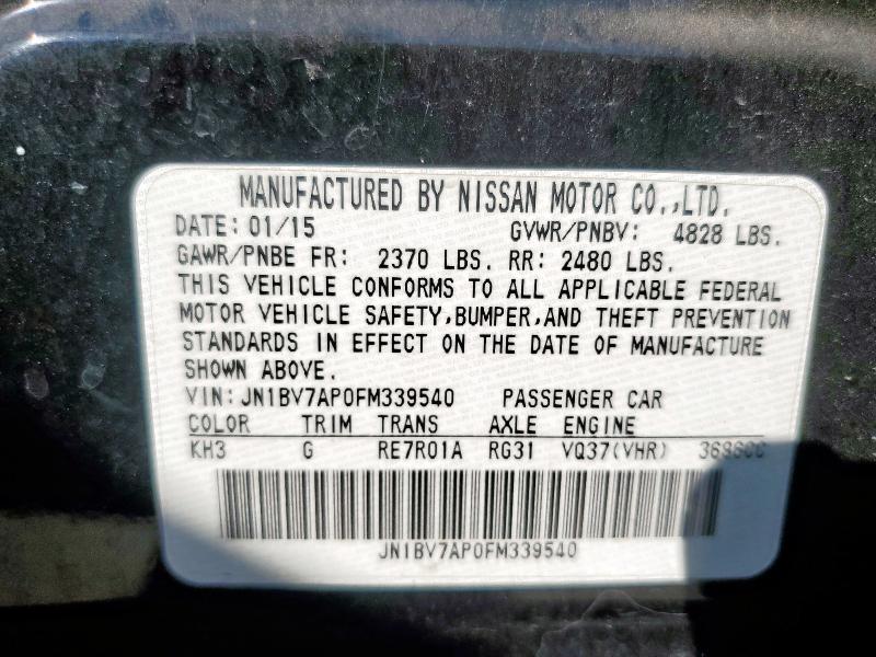 JN1BV7AP0FM339540 - 2015 INFINITI Q50 BASE BLACK photo 12