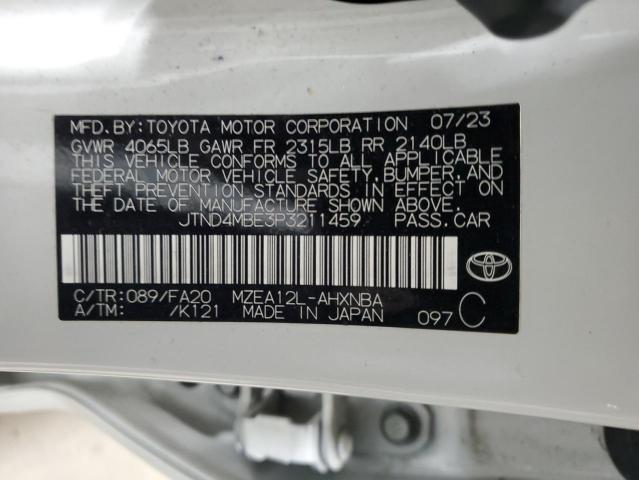 JTND4MBE3P3211459 - 2023 TOYOTA COROLLA SE WHITE photo 12