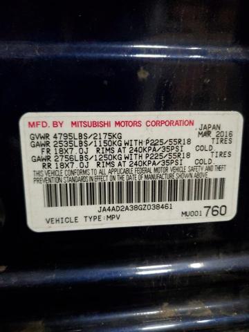 JA4AD2A38GZ038461 - 2016 MITSUBISHI OUTLANDER ES BLUE photo 12