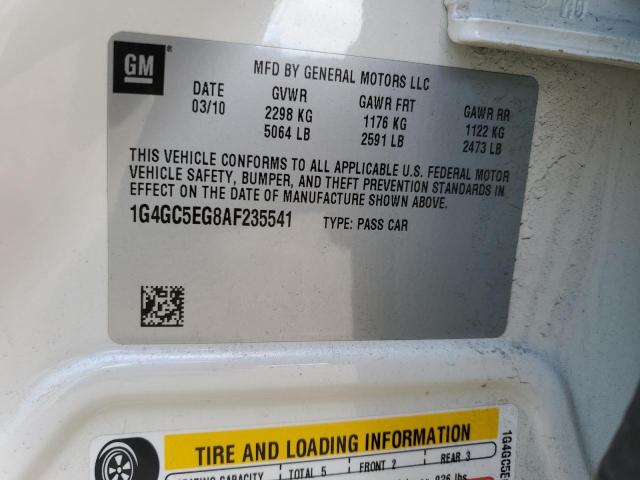 1G4GC5EG8AF235541 - 2010 BUICK LACROSSE CXL Սպիտակ լուսանկար 12