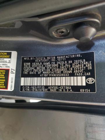 4T1BF1FK8CU509333 - 2012 TOYOTA CAMRY BASE GRAY photo 13