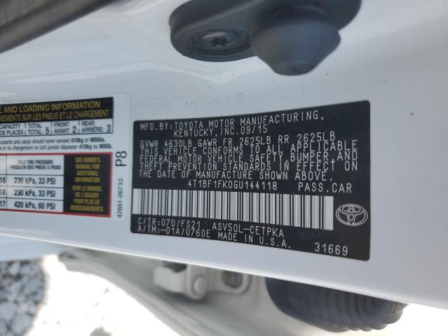 4T1BF1FK0GU144118 - 2016 TOYOTA CAMRY LE WHITE photo 13