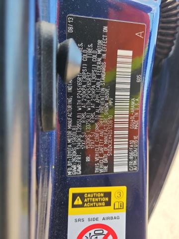 5TDZK3EH4DS133610 - 2013 TOYOTA HIGHLANDER BASE Կապույտ լուսանկար 13