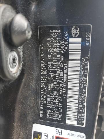 4T1BF1FK9HU810751 - 2017 TOYOTA CAMRY LE BLACK photo 12
