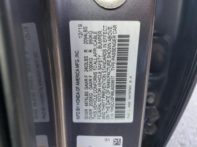1HGCV2F99LA005617 - 2020 HONDA ACCORD TOURING GRAY photo 13
