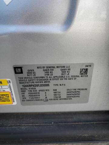 1GKKRPKD9FJ330086 - 2015 GMC ACADIA SLE ვერცხლისფერი ფოტო 13