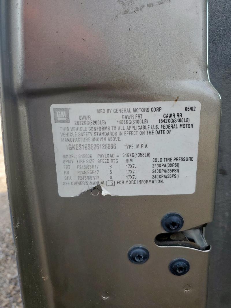 1GKES16S626126866 - 2002 GMC ENVOY XL TAN photo 13