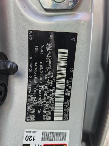 5TDYZ3DC9LS067258 - 2020 TOYOTA SIENNA XLE Srebrny zdjęcie 14