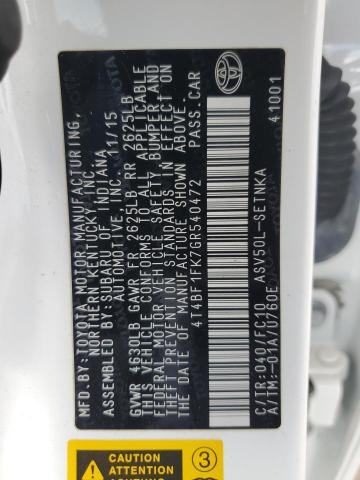 4T4BF1FK7GR540472 - 2016 TOYOTA CAMRY LE WHITE photo 12