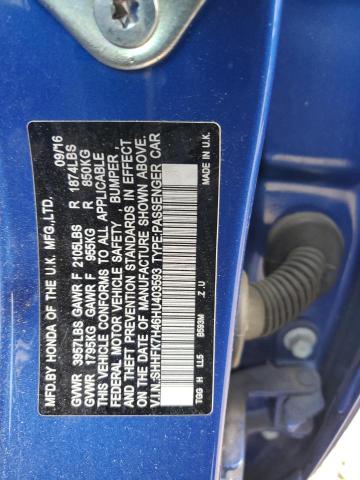 SHHFK7H46HU403593 - 2017 HONDA CIVIC SPORT BLUE photo 13