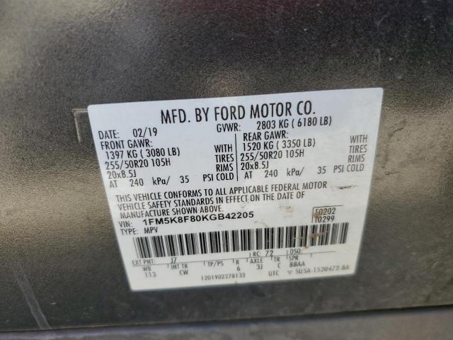 1FM5K8F80KGB42205 - 2019 FORD EXPLORER LIMITED Қара фото 14