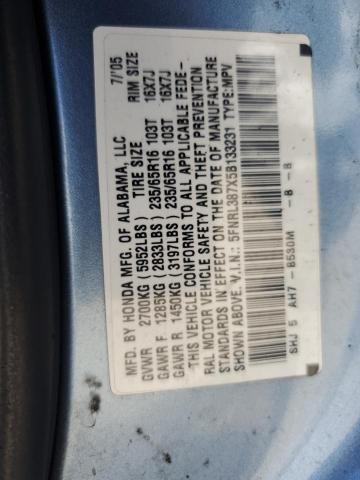 5FNRL387X5B133231 - 2005 HONDA ODYSSEY EXL BLUE photo 13