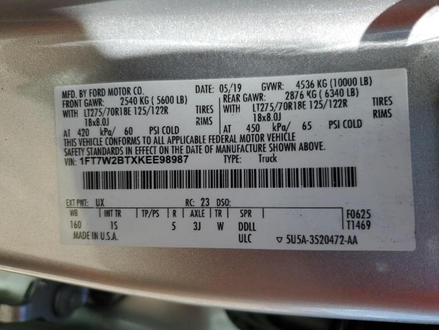 1FT7W2BTXKEE98987 - 2019 FORD F250 SUPER DUTY Gümüş foto 12