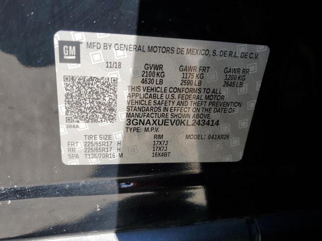 3GNAXUEV0KL243414 - 2019 CHEVROLET EQUINOX LT Қара фото 14