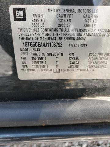 1GTG5CEA4J1103792 - 2018 GMC CANYON SLE Сірий фото 12