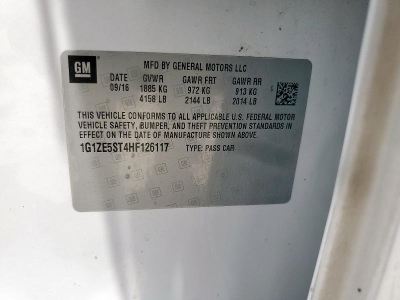 1G1ZE5ST4HF126117 - 2017 CHEVROLET MALIBU LT WHITE photo 12