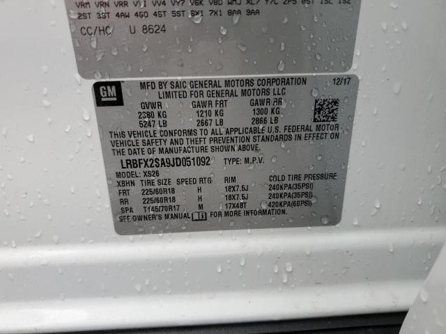 LRBFX2SA9JD051092 - 2018 BUICK ENVISION ESSENCE Սպիտակ լուսանկար 13