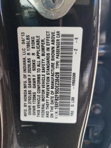 19XFB2F95DE238428 - 2013 HONDA CIVIC EXL შავი ფოტო 12