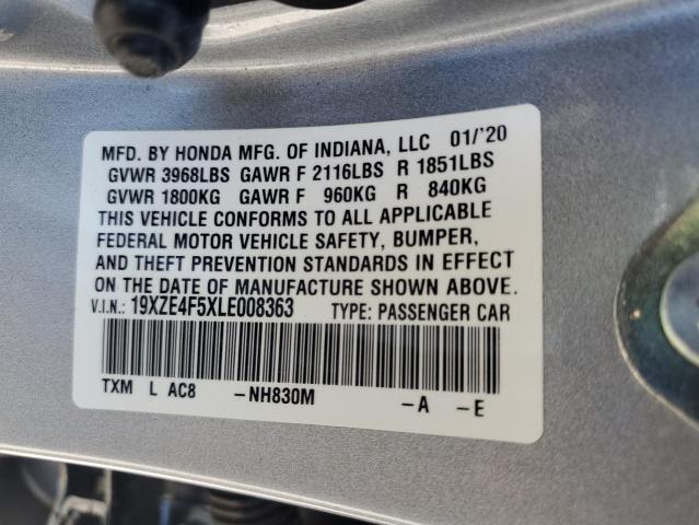 19XZE4F5XLE008363 - 2020 HONDA INSIGHT EX SILVER photo 12