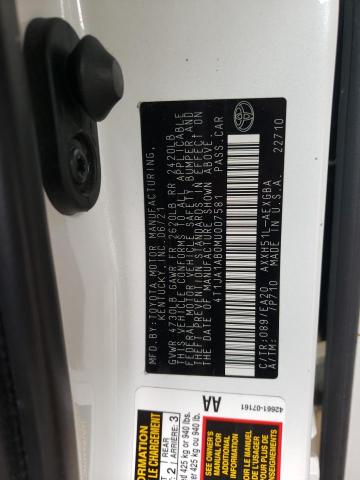 4T1JA1AB0MU007581 - 2021 TOYOTA AVALON XLE Weiß Foto 12