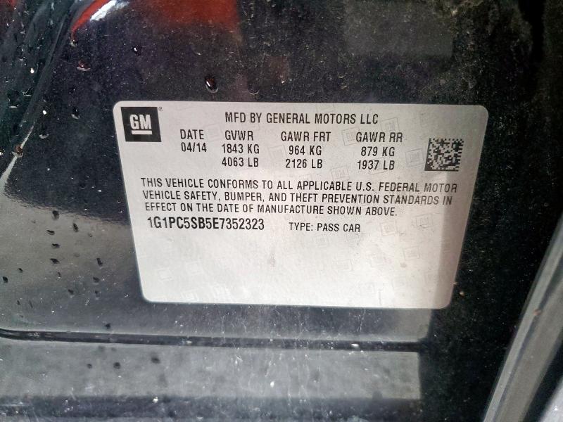 1G1PC5SB5E7352323 - 2014 CHEVROLET CRUZE LT 黑色 照片 12