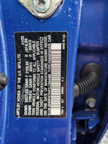 SHHFK7H41LU214486 - 2020 HONDA CIVIC SPORT 蓝色 照片 14