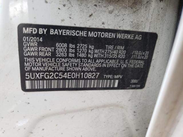 5UXFG2C54E0H10827 - 2014 BMW X6 XDRIVE35I WHITE photo 10