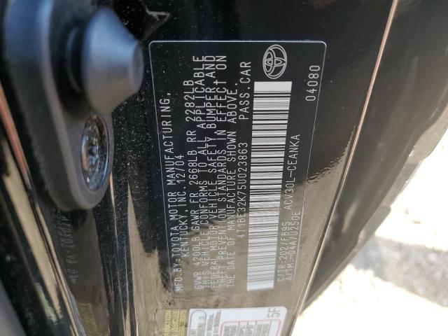 4T1BE32K75U023863 - 2005 TOYOTA CAMRY LE BLACK photo 12