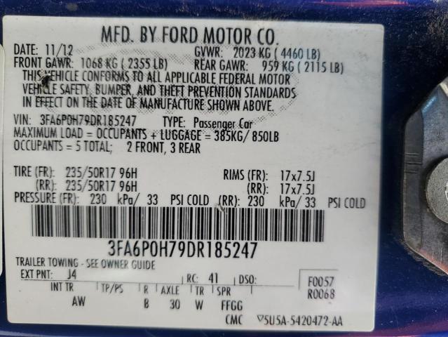 3FA6P0H79DR185247 - 2013 FORD FUSION SE 蓝色 照片 13