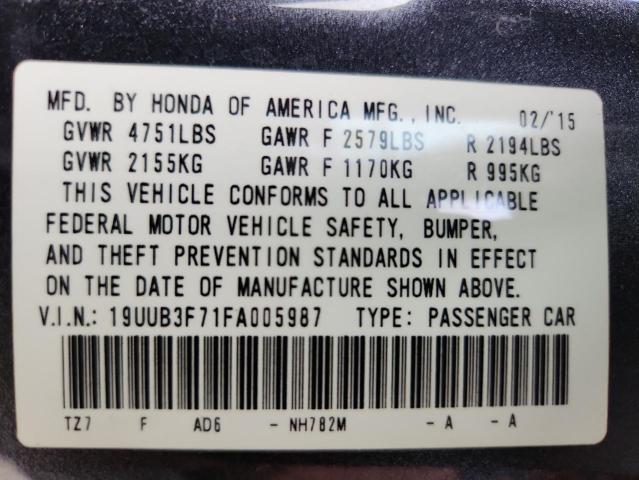 19UUB3F71FA005987 - 2015 ACURA TLX ADVANCE GRAY photo 13