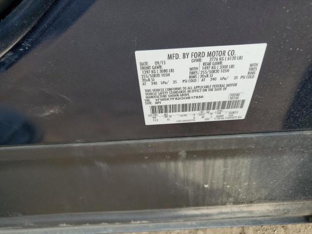 1FM5K7F82GGB17856 - 2016 FORD EXPLORER LIMITED BLUE photo 13