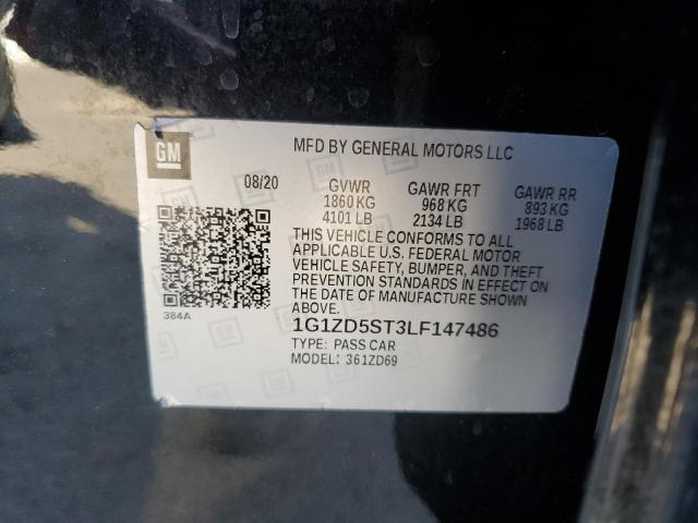 1G1ZD5ST3LF147486 - 2020 CHEVROLET MALIBU LT BLACK photo 12