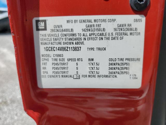 1GCEC14V86Z113837 - 2006 CHEVROLET SILVERADO C1500 红色 照片 13