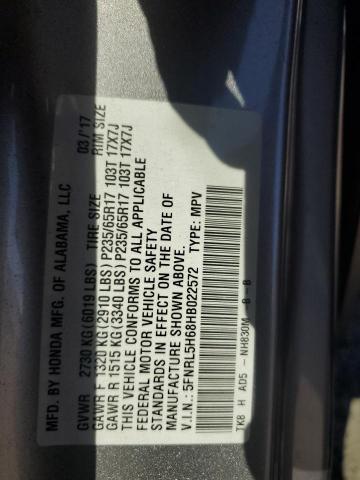 5FNRL5H68HB022572 - 2017 HONDA ODYSSEY EXL ვერცხლისფერი ფოტო 13