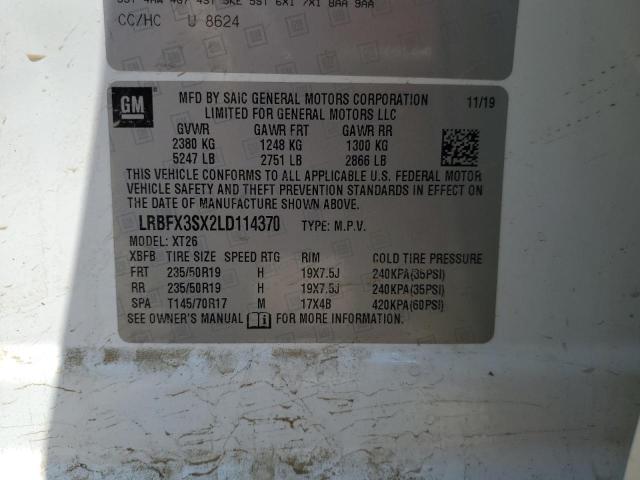 LRBFX3SX2LD114370 - 2020 BUICK ENVISION PREMIUM WHITE photo 13