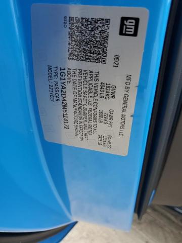 1G1YA2D42M5114172 - 2021 CHEVROLET CORVETTE STINGRAY 1LT BLUE photo 12