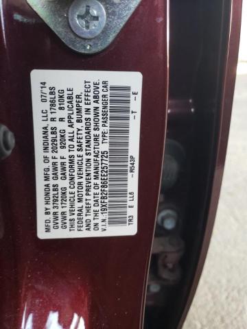 19XFB2F86EE257725 - 2014 HONDA CIVIC EX BURGUNDY photo 12