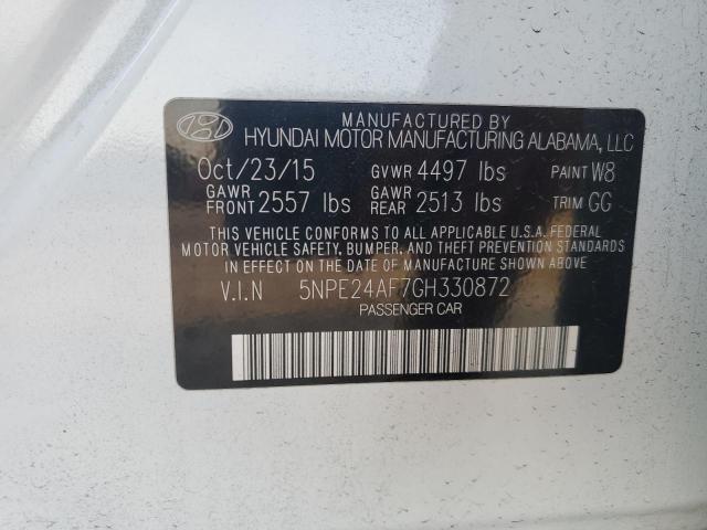 5NPE24AF7GH330872 - 2016 HYUNDAI SONATA SE WHITE photo 12
