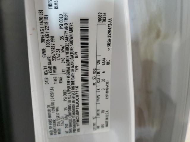 1FMCU0F76JUC07116 - 2018 FORD ESCAPE S თეთრი ფოტო 14