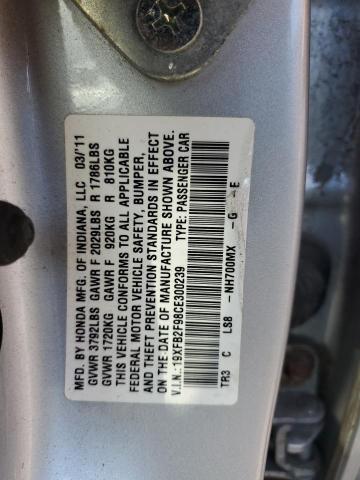 19XFB2F98CE300239 - 2012 HONDA CIVIC EXL فضي صورة 12