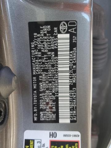 2T1BURHE6KC222259 - 2019 TOYOTA COROLLA L გრაფიტი ფოტო 13