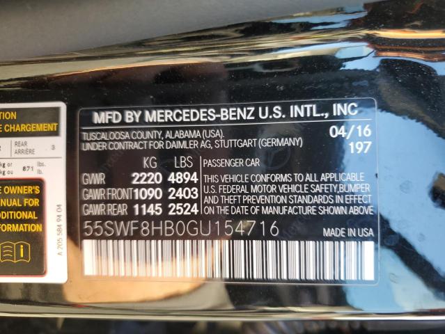 55SWF8HB0GU154716 - 2016 MERCEDES-BENZ C 63 AMG-S BLACK photo 12