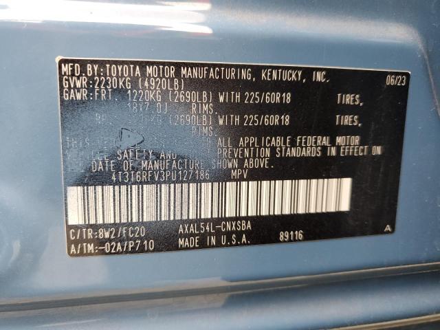 4T3T6RFV3PU127186 - 2023 TOYOTA RAV4 SE BLUE photo 14