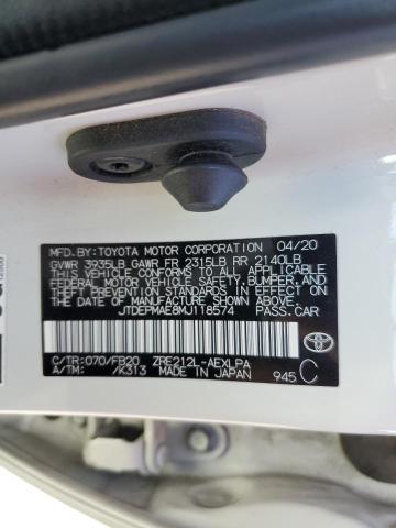 JTDEPMAE8MJ118574 - 2021 TOYOTA COROLLA LE 白色 照片 12