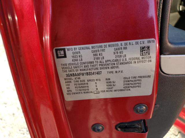 3GNBAAFW1BS541407 - 2011 CHEVROLET HHR LS 红色 照片 12