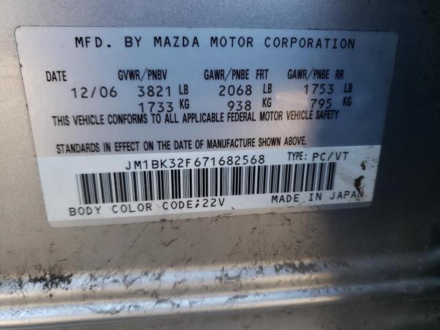 JM1BK32F671682568 - 2007 MAZDA 3 I SILVER photo 13