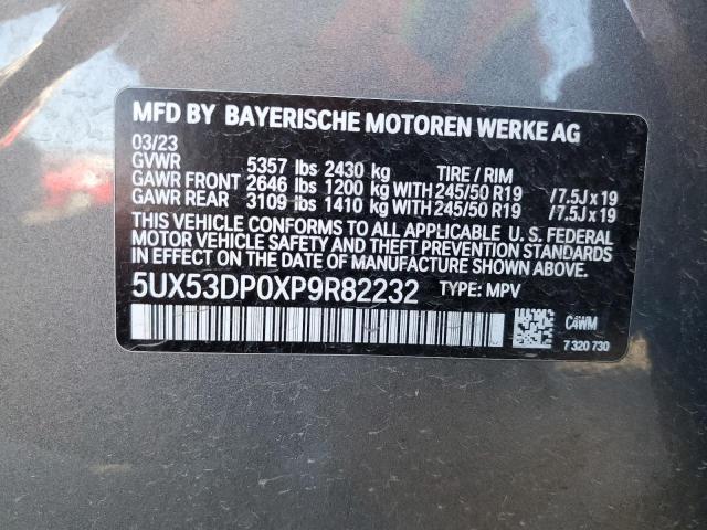 5UX53DP0XP9R82232 - 2023 BMW X3 XDRIVE30I GRAY photo 12