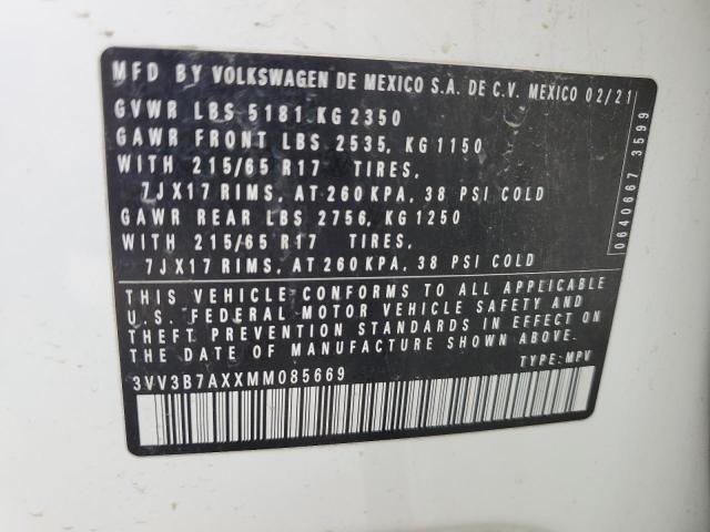 3VV3B7AXXMM085669 - 2021 VOLKSWAGEN TIGUAN SE 白色 照片 13